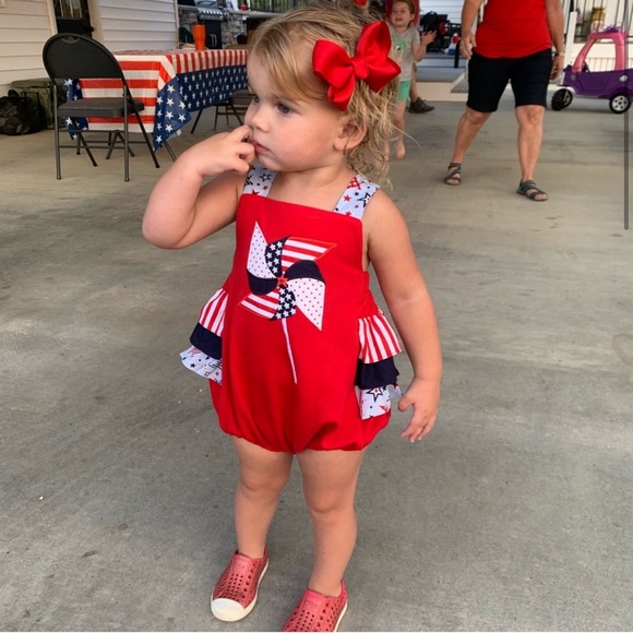 One Pieces Ric Rac Ruffles Perfect Patriotic 4th Of July Bubble